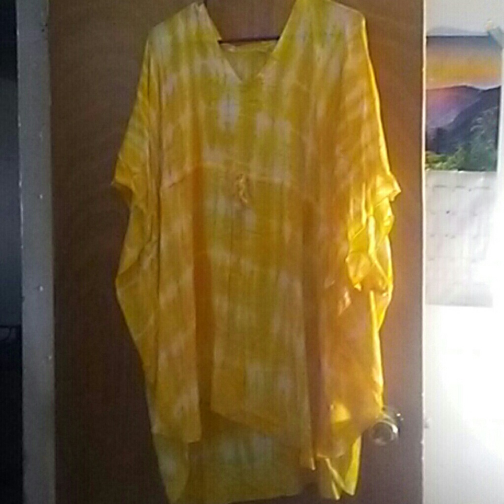 Yellow tye dye swimsuit cover